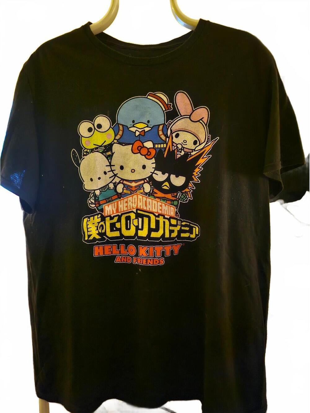 My Hero Academia Anime Hello Kitty And Friends Sanrio Black T-Shirt Size Large